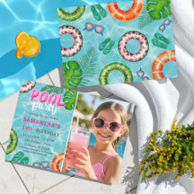 Convite de Aniversário para Festa de Piscina de Ve