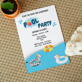 Convite de Aniversário para Festa de Piscina de Ve