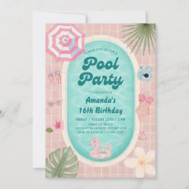 Convite de aniversário para festa de piscina de ve