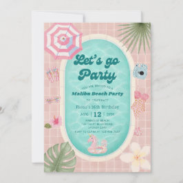 Convite de Aniversário para Festa de Piscina de Ve