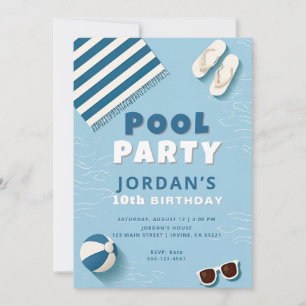 Convite de Aniversário para Festa de Piscina de Ve