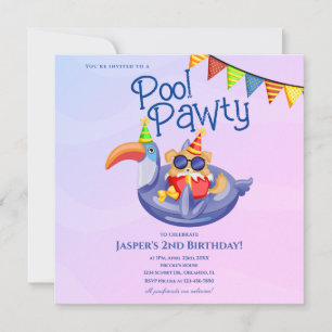 Convite de Aniversário para Festa de Piscina do Ca
