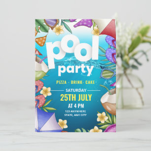 Convite de Aniversário para Festa de piscina, Fest