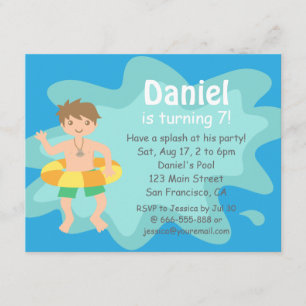 Convite de Aniversário para Festa de Piscina Kids 