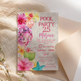 Convite de Aniversário para Festa de Piscina Luau