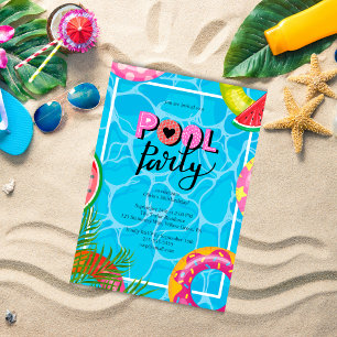 Convite de Aniversário para Festa de Piscina Moder