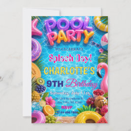 Convite de Aniversário para Festa de Piscina no Di