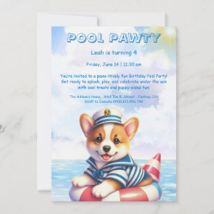 Convite de Aniversário para Festa de Piscina Splas