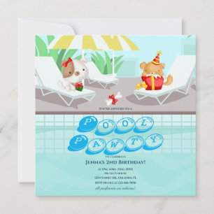 Convite de Aniversário para Festa de Piscina Teal