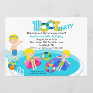 Convite de Aniversário para Festa de Piscinas de 