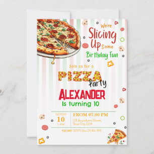 Convite de aniversário para festa de pizza