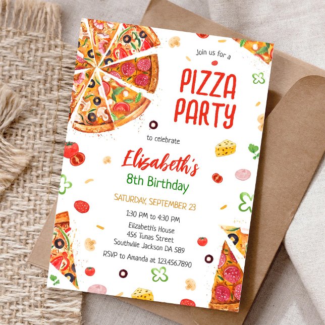 Convite de Aniversário para Festa de Pizza (Criador carregado)
