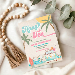 Convite de Aniversário para Festa de Praia de Surf