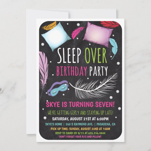 Convite de Aniversário para Festa de Pyjama (Frente)