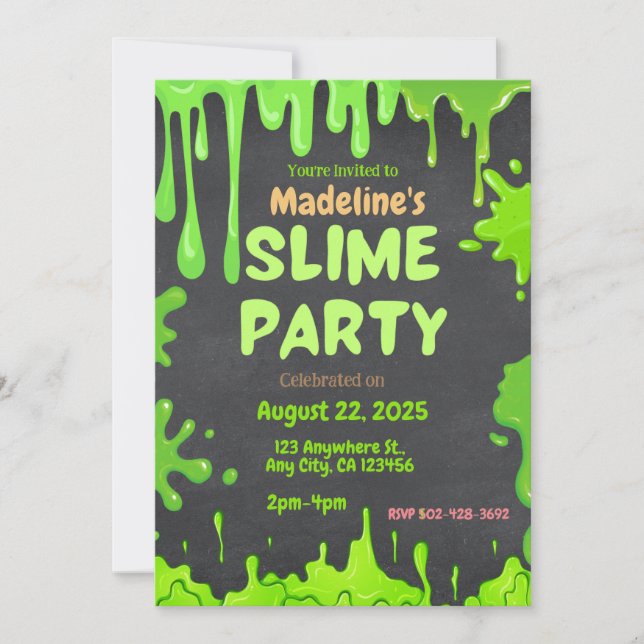 Convite de aniversário para festa de slime diverti (Frente)