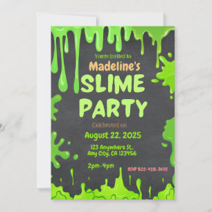 Convite de aniversário para festa de slime diverti