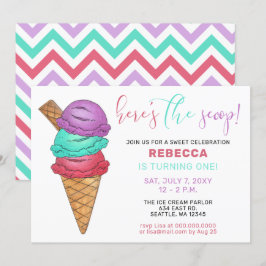 Convite de aniversário para festa de Sorvete diver