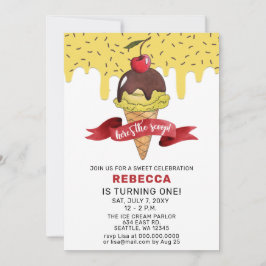 Convite de aniversário para festa de Sorvete diver