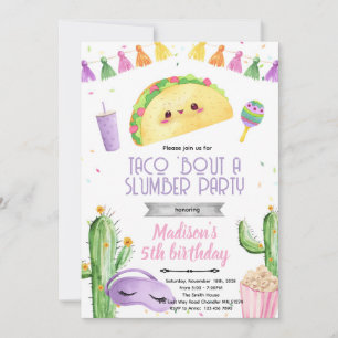 Convite de aniversário para festa do sono do Taco