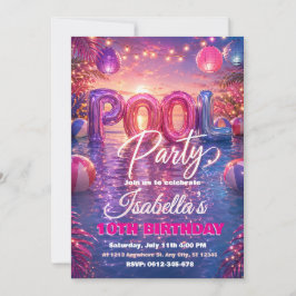 Convite de Aniversário para Festa na Piscina