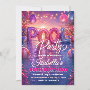 Convite de Aniversário para Festa na Piscina