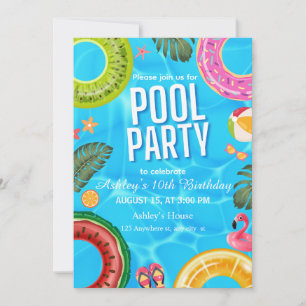 Convite de Aniversário para Festa na Piscina
