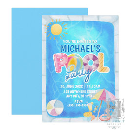 Convite de Aniversário para Festa na Piscina