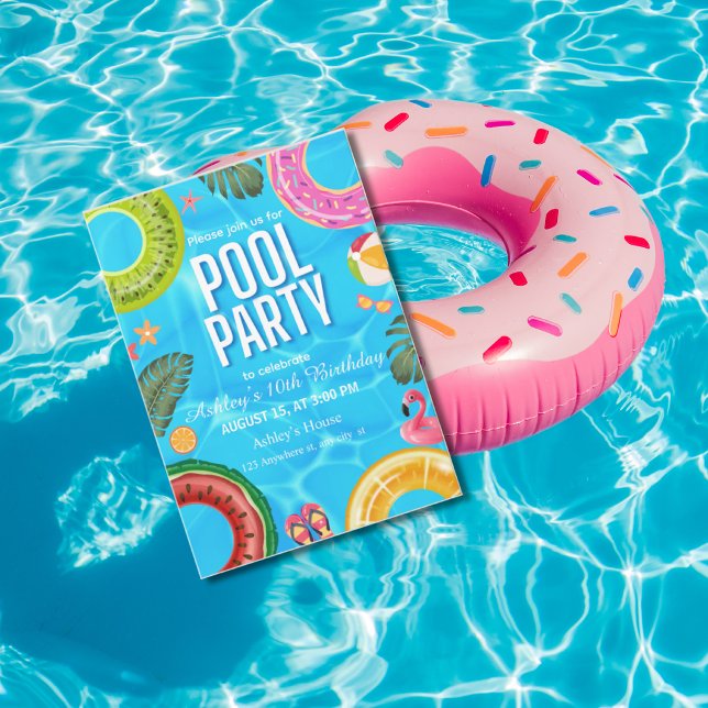 Convite de Aniversário para Festa na Piscina (Criador carregado)