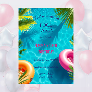 Convite de Aniversário para Festa na Piscina Capri