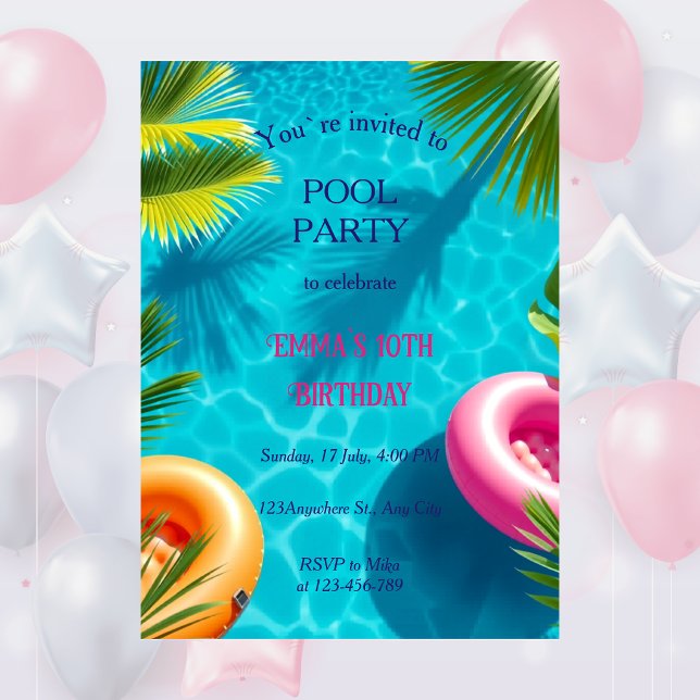 Convite de Aniversário para Festa na Piscina Capri (Criador carregado)