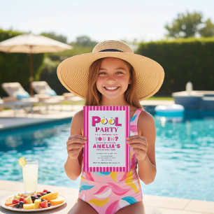 Convite de Aniversário para Festa na Piscina com B
