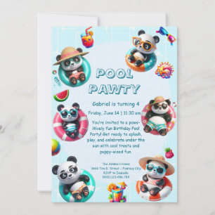 Convite de Aniversário para Festa na Piscina com P