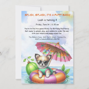Convite de Aniversário para Festa na Piscina com S