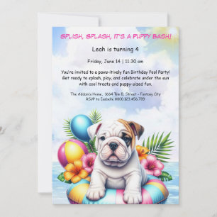 Convite de Aniversário para Festa na Piscina com S