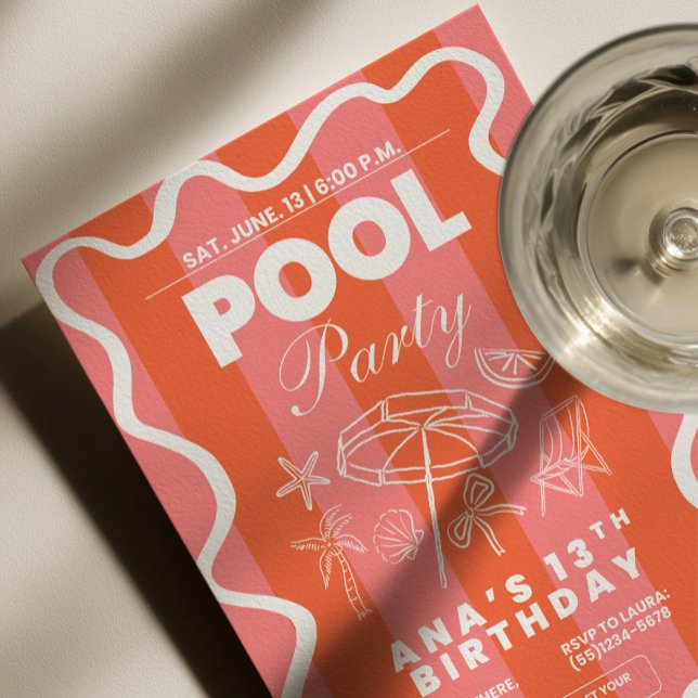 Convite de Aniversário para Festa na Piscina, Conv (Criador carregado)