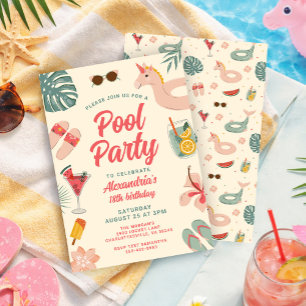 Convite de Aniversário para Festa na Piscina Convi