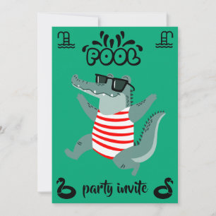 Convite de aniversário para festa na piscina de cr