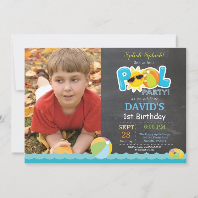 Convite de Aniversário para Festa na Piscina Espar (Frente)