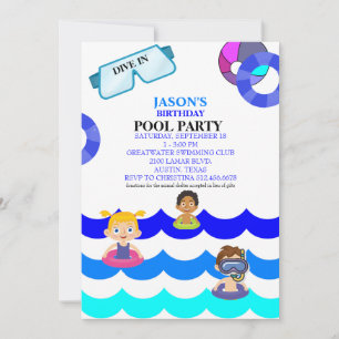 Convite de Aniversário para Festa na Piscina Infan