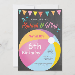 Convite de Aniversário para Festa na Piscina Menin