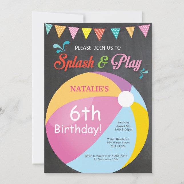 Convite de Aniversário para Festa na Piscina Menin (Frente)