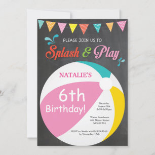 Convite de Aniversário para Festa na Piscina Menin