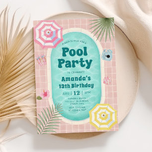 Convite de Aniversário para Festa Retro de Verão n