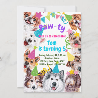 Convite de aniversário para festas de cães