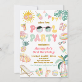 Convite de Aniversário para Festas de Piscina Meni