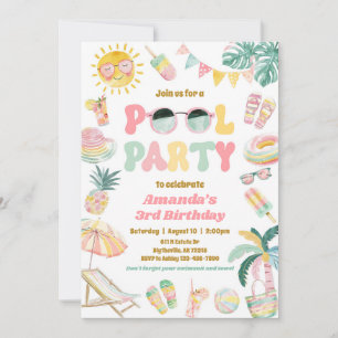 Convite de Aniversário para Festas de Piscina Meni