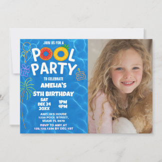 Convite de Aniversário para Festas de Piscina para
