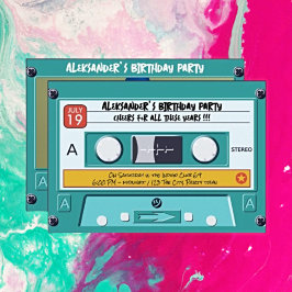 Convite de Aniversário para Fita Cassete Retroativ