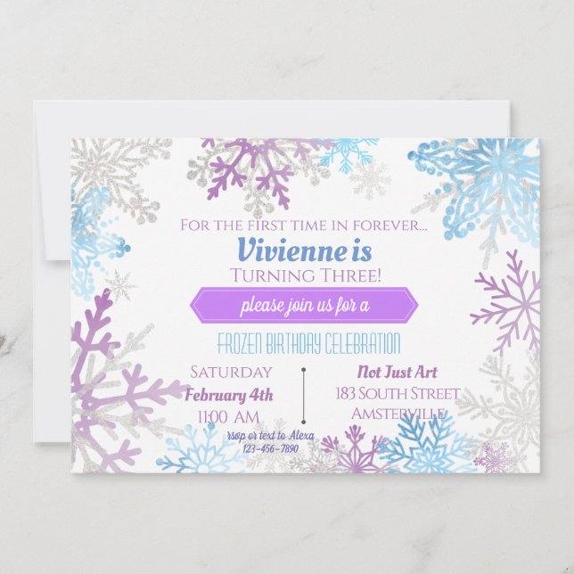 Convite de Aniversário para Flocos de Neve de Prim (Frente)