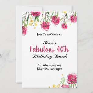 Convite de Aniversário para Flores Australianos